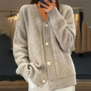 Bleu | Cardigan long pour femme | Chaud