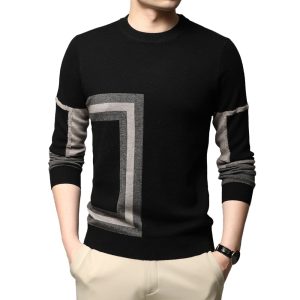 pull Mode Designer décontracté en tricot de laine noire