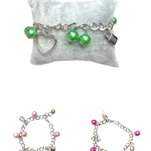 Bracelet fantaisie charms coeur #BF14 (x6)
