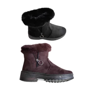 Bottines fourrées en suédine avec fermeture zippée (x12)