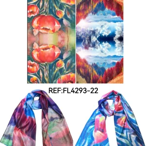Foulards châle  peinture à l'huile double face (x4)#22