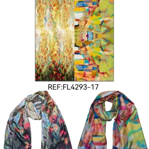 Foulards châle  peinture à l'huile double face (x4)#17