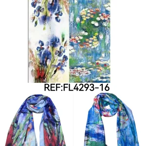 Foulards châle  peinture à l'huile double face (x4)#16