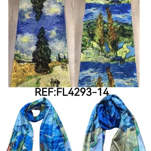 Foulards châle  peinture à l'huile double face (x4)#14