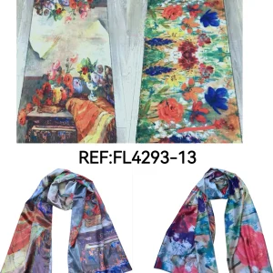 Foulards châle  peinture à l'huile double face (x4)#13