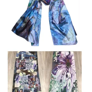 Foulards châle  peinture à l'huile double face (x4)#23