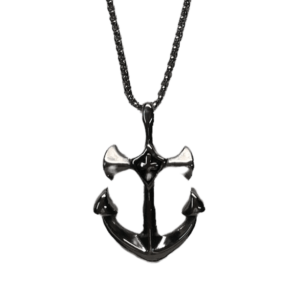 HOMME - Collier pendentif ancre acier inoxydable (x2)