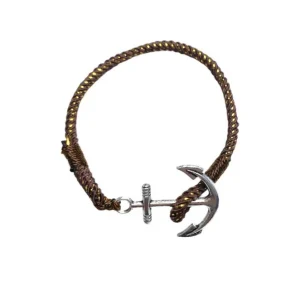Bracelet ancre fil marron (x6)