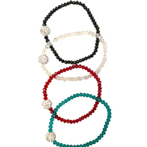 Bracelet fantaisie perles couleurs mélangées rond #BF37 (x12)