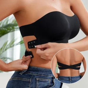 Soutien-gorge push-up sexy sans bretelles rembourré et amovible, sans coutures, en soie glacée, invisible, dos nu, antidérapant, épaules dénudées