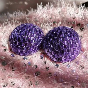 Boucles d'oreilles pastilles boutons de fête violettes et élégantes, tendance, noir, Champagne, bleu, bijoux mode pour femmes, brillantes