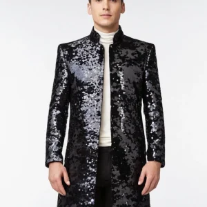 Veste paillette noire homme