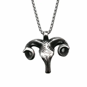 HOMME - Collier pendentif bélier INOX (x2)