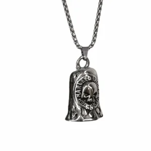HOMME - Collier pendentif cloche tête de mort INOX (x2)