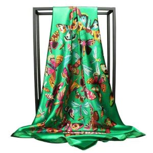 Foulard Carré Vert Vintage