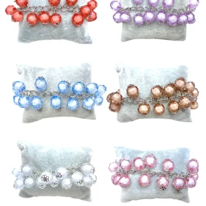 Bracelet fantaisie boules couleurs mélangées  (x24)