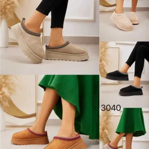 Mules fourrées style outdoor avec semelle épaisse (x12)