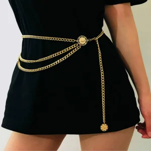 Ceinture pour femme taille ajustable en métal doré ou argenté  maillons de chaîne