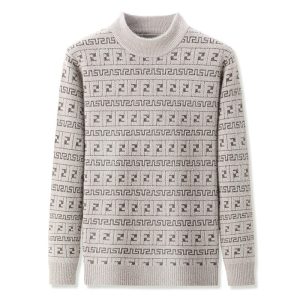 Pull Maille Homme Beige Vintage