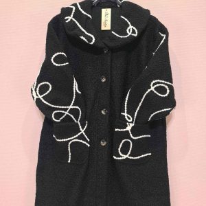 Manteau long en laine bouclée à motif graphique (x5)