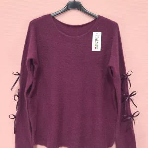Pull avec nœuds satinés sur les manches （X8）