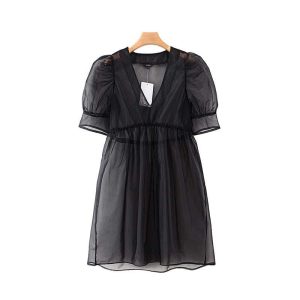 Robe Évasée Noir Vintage